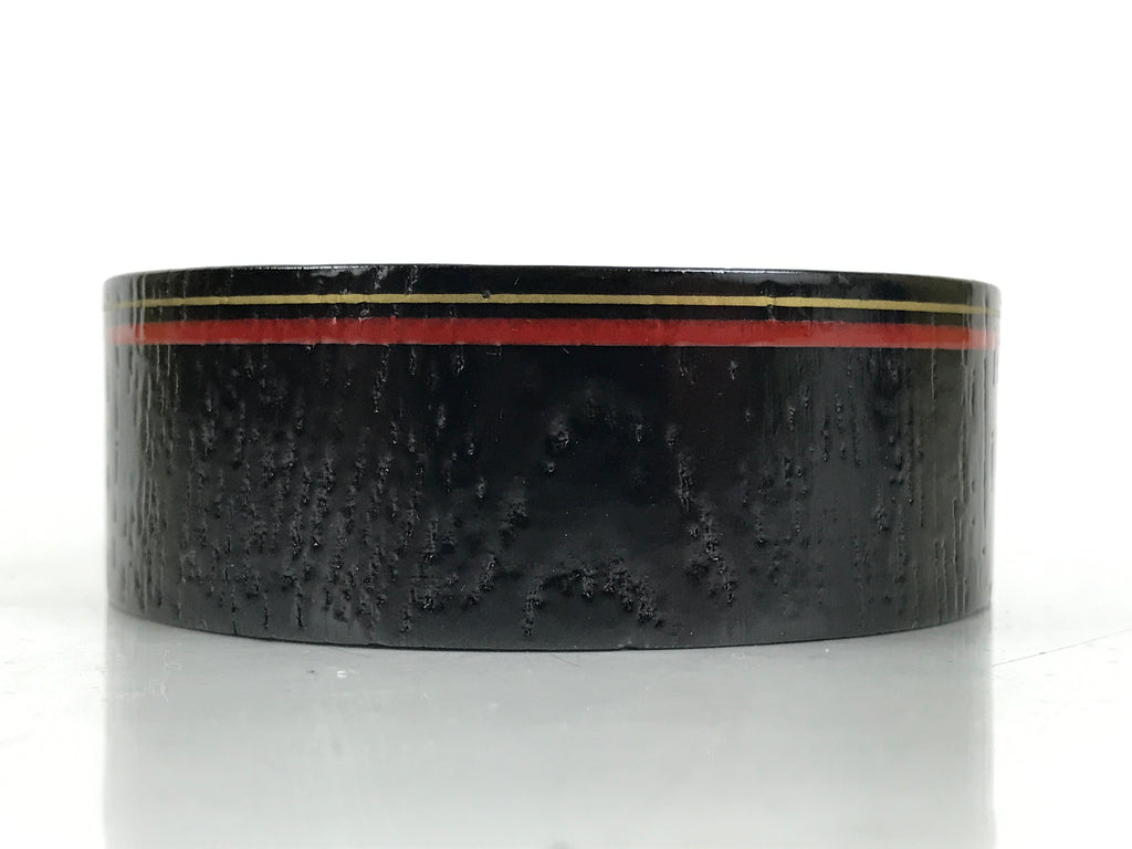 Japanese Lacquered Wooden Sake Snack Cup Vtg Kobachi Bowl Black Gold Red L525