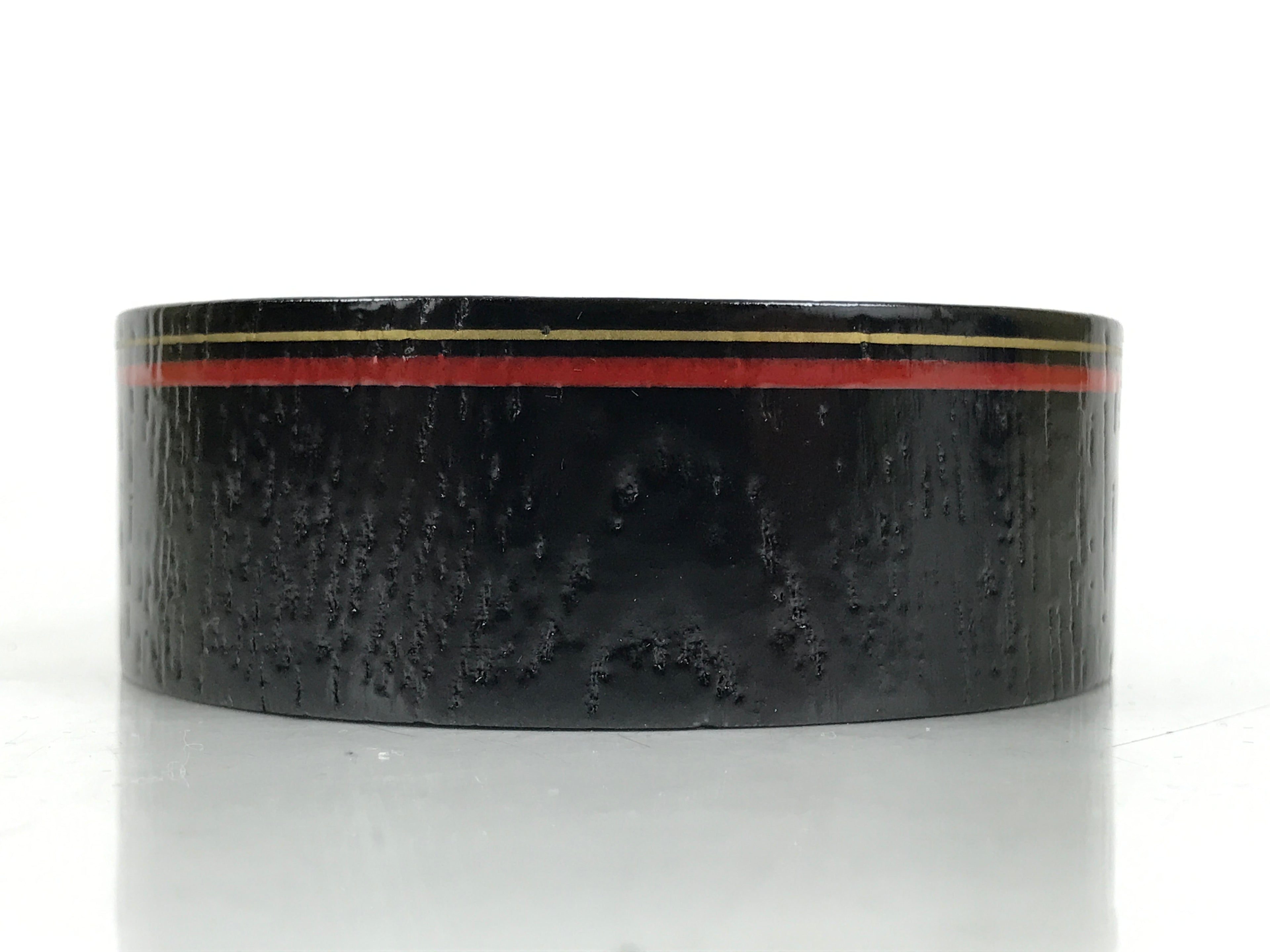 Japanese Lacquered Wooden Sake Snack Cup Vtg Kobachi Bowl Black Gold Red L525