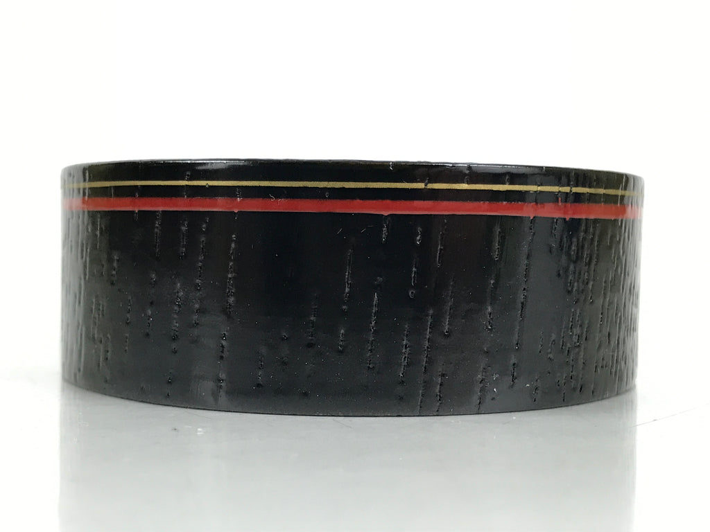 Japanese Lacquered Wooden Sake Snack Cup Vtg Kobachi Bowl Black Gold Red L525