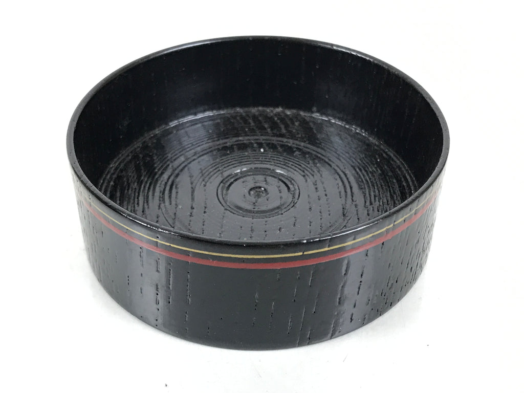 Japanese Lacquered Wooden Sake Snack Cup Vtg Kobachi Bowl Black Gold Red L525