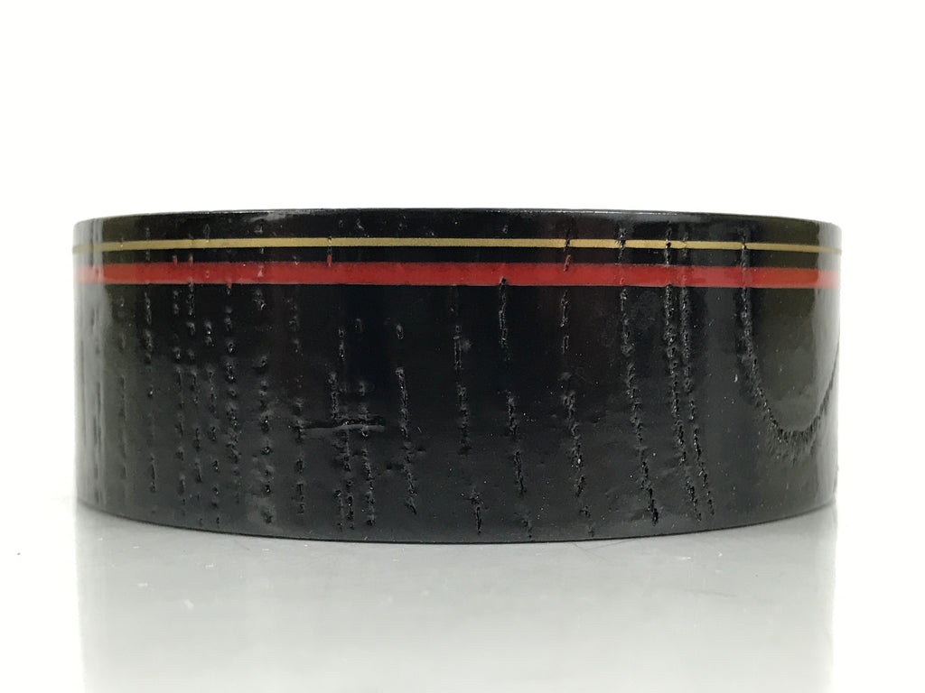 Japanese Lacquered Wooden Sake Snack Cup Vtg Kobachi Bowl Black Gold Red L526