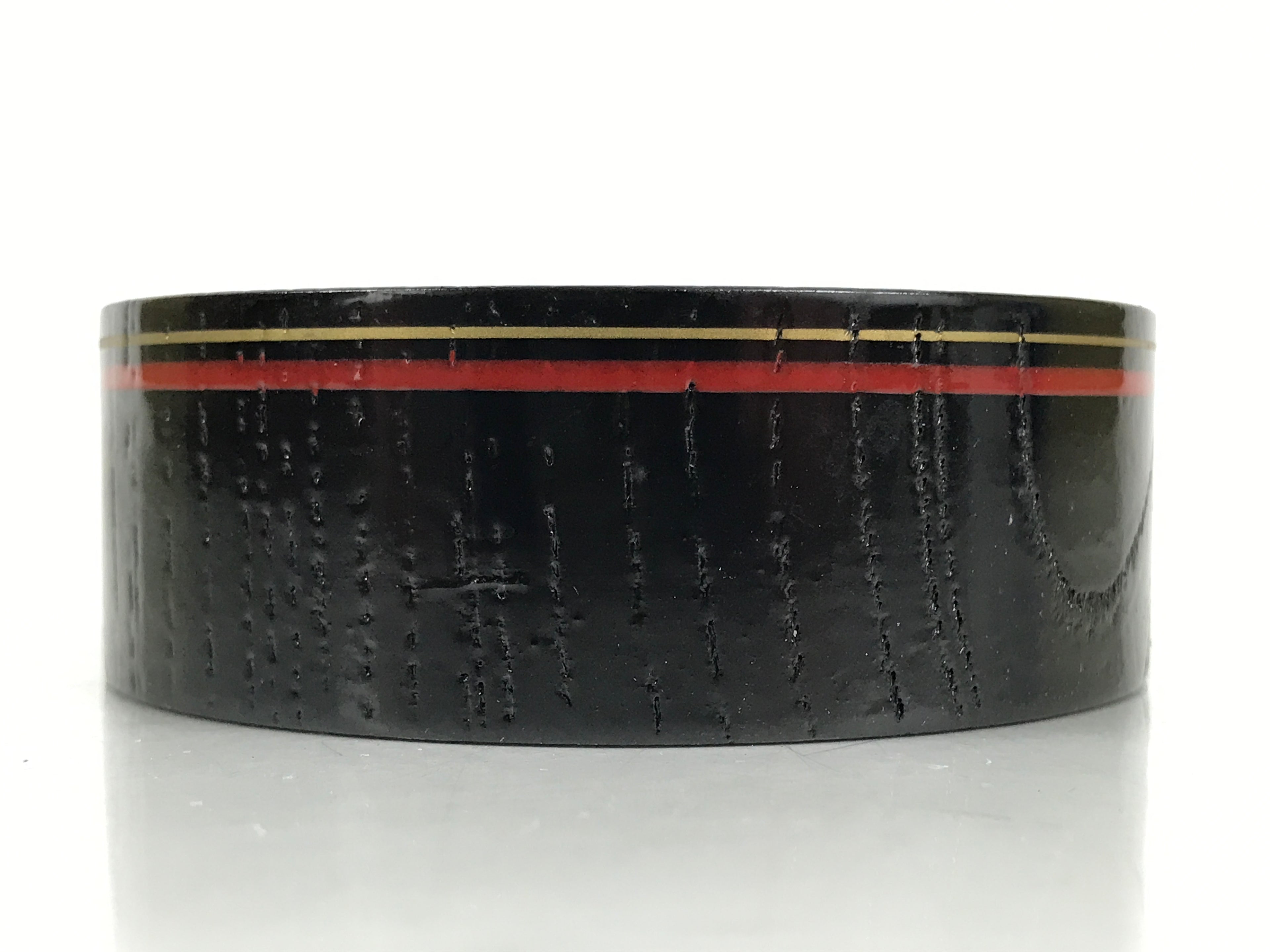 Japanese Lacquered Wooden Sake Snack Cup Vtg Kobachi Bowl Black Gold Red L526