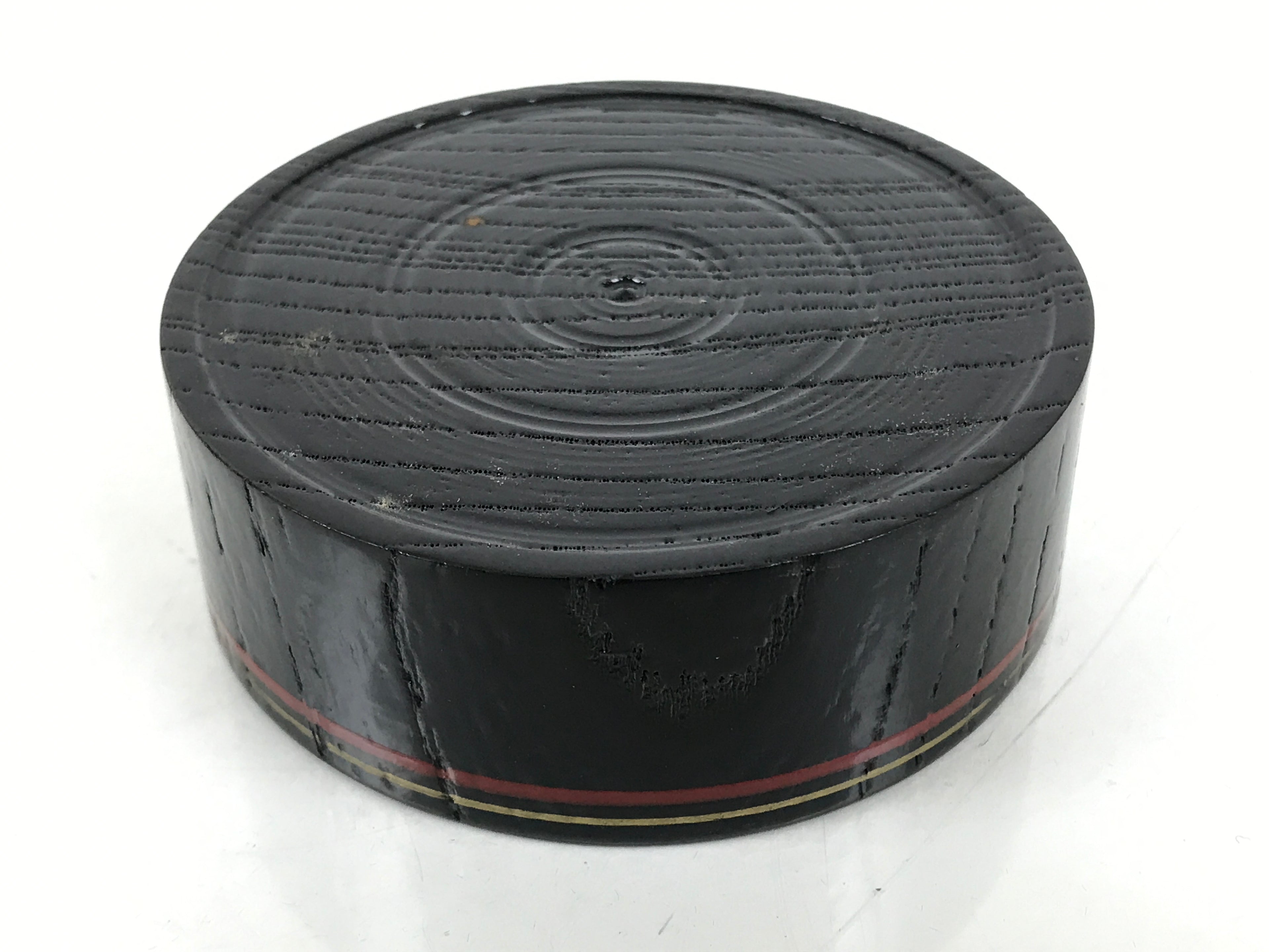 Japanese Lacquered Wooden Sake Snack Cup Vtg Kobachi Bowl Black Gold Red L526