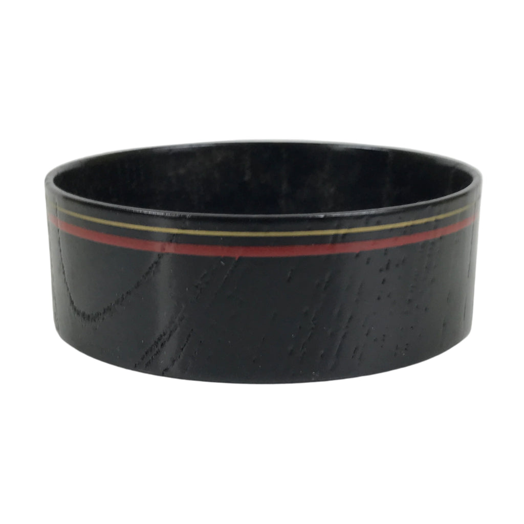 Japanese Lacquered Wooden Sake Snack Cup Vtg Kobachi Bowl Black Gold Red L526