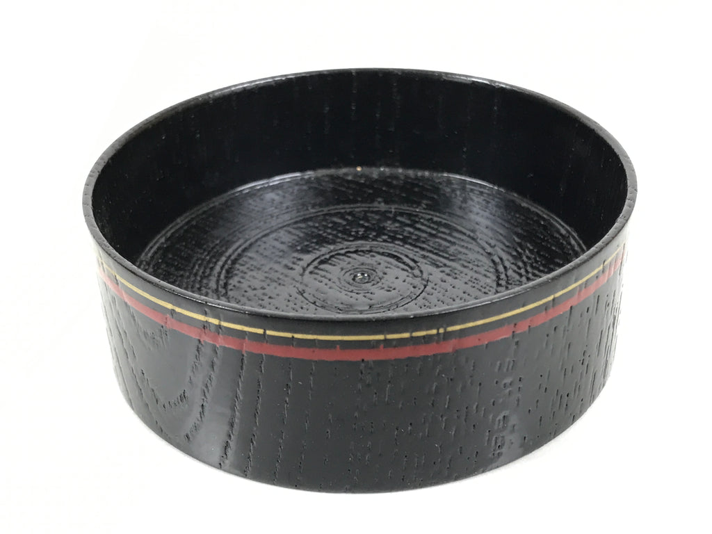 Japanese Lacquered Wooden Sake Snack Cup Vtg Kobachi Bowl Black Gold Red L527