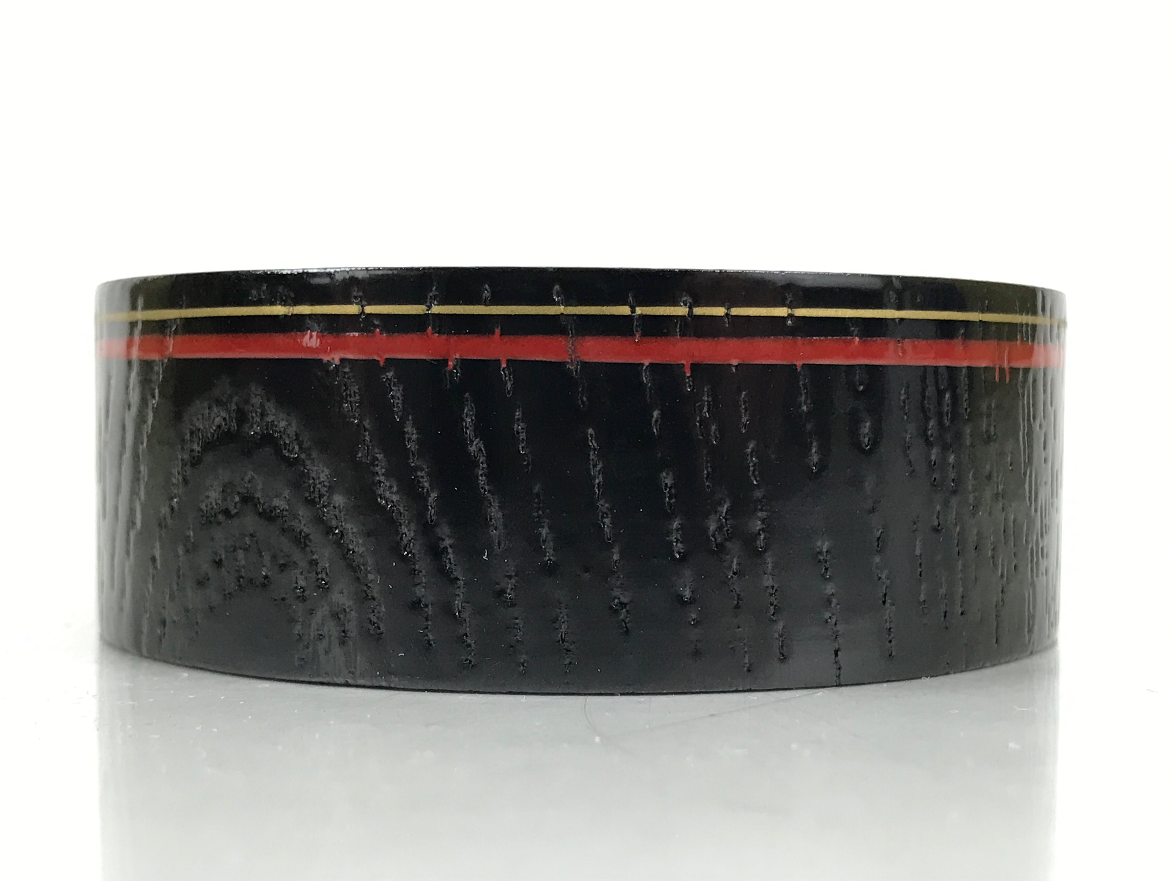 Japanese Lacquered Wooden Sake Snack Cup Vtg Kobachi Bowl Black Gold Red L527