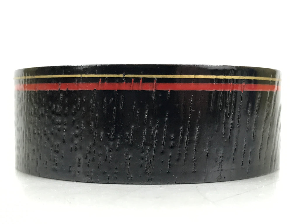 Japanese Lacquered Wooden Sake Snack Cup Vtg Kobachi Bowl Black Gold Red L527