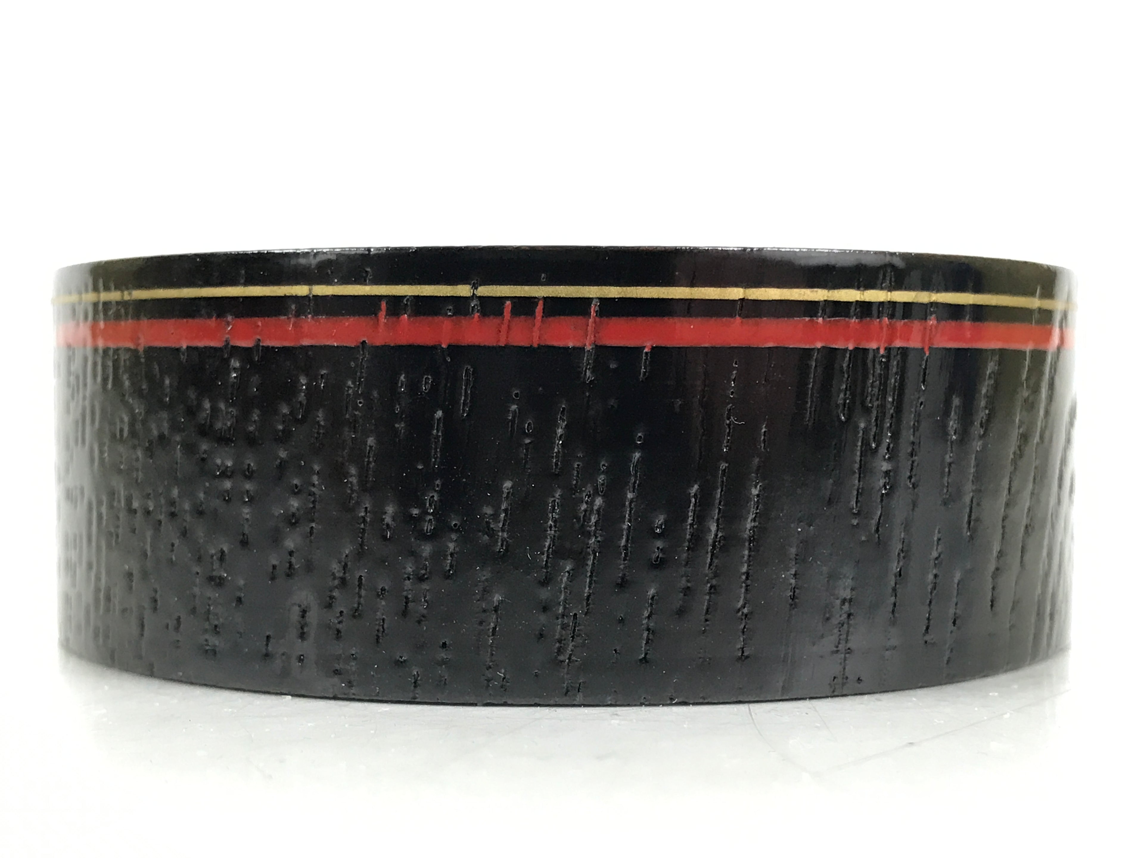 Japanese Lacquered Wooden Sake Snack Cup Vtg Kobachi Bowl Black Gold Red L527