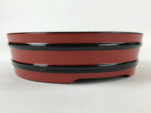 Japanese Lacquered Wooden Serving Dish Vtg Sushioke Tray Bowl Red Black L83