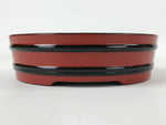 Japanese Lacquered Wooden Serving Dish Vtg Sushioke Tray Bowl Red Black L83