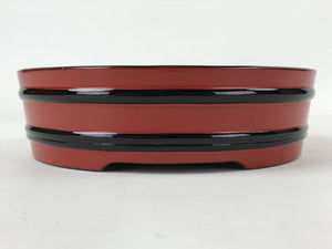 Japanese Lacquered Wooden Serving Dish Vtg Sushioke Tray Bowl Red Black L83