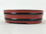 Japanese Lacquered Wooden Serving Dish Vtg Sushioke Tray Bowl Red Black L83