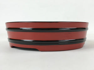 Japanese Lacquered Wooden Serving Dish Vtg Sushioke Tray Bowl Red Black L83