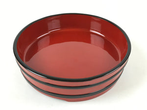 Japanese Lacquered Wooden Serving Dish Vtg Sushioke Tray Bowl Red Black L83