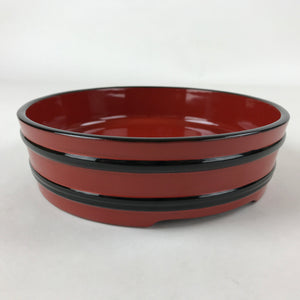 Japanese Lacquered Wooden Serving Dish Vtg Sushioke Tray Bowl Red Black L83