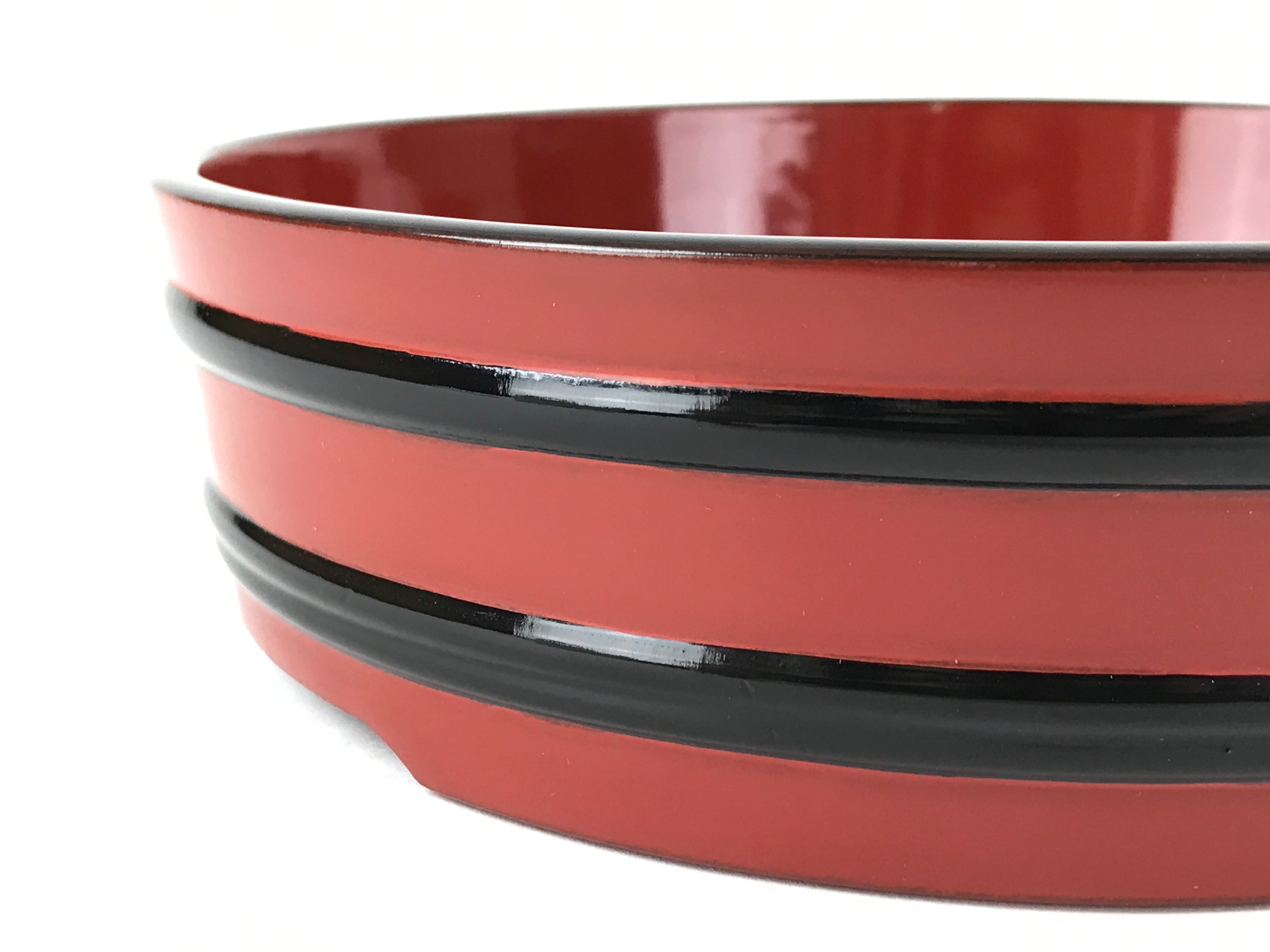 Japanese Lacquered Wooden Serving Dish Vtg Sushioke Tray Bowl Red Black L85