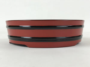 Japanese Lacquered Wooden Serving Dish Vtg Sushioke Tray Bowl Red Black L85