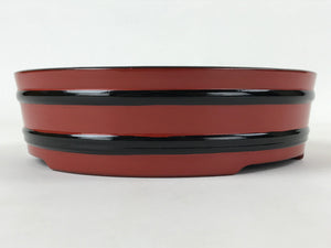 Japanese Lacquered Wooden Serving Dish Vtg Sushioke Tray Bowl Red Black L85