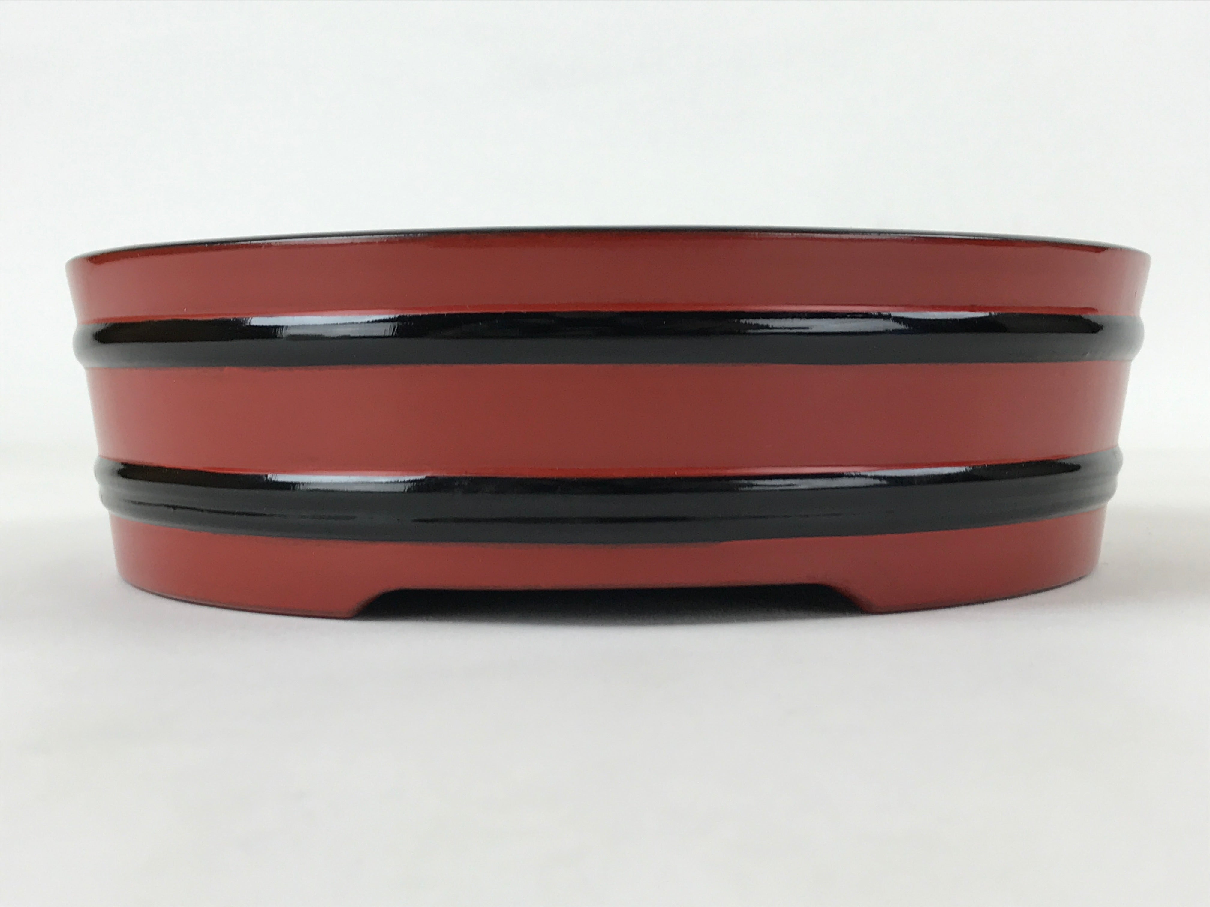 Japanese Lacquered Wooden Serving Dish Vtg Sushioke Tray Bowl Red Black L85