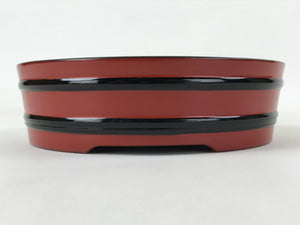 Japanese Lacquered Wooden Serving Dish Vtg Sushioke Tray Bowl Red Black L85