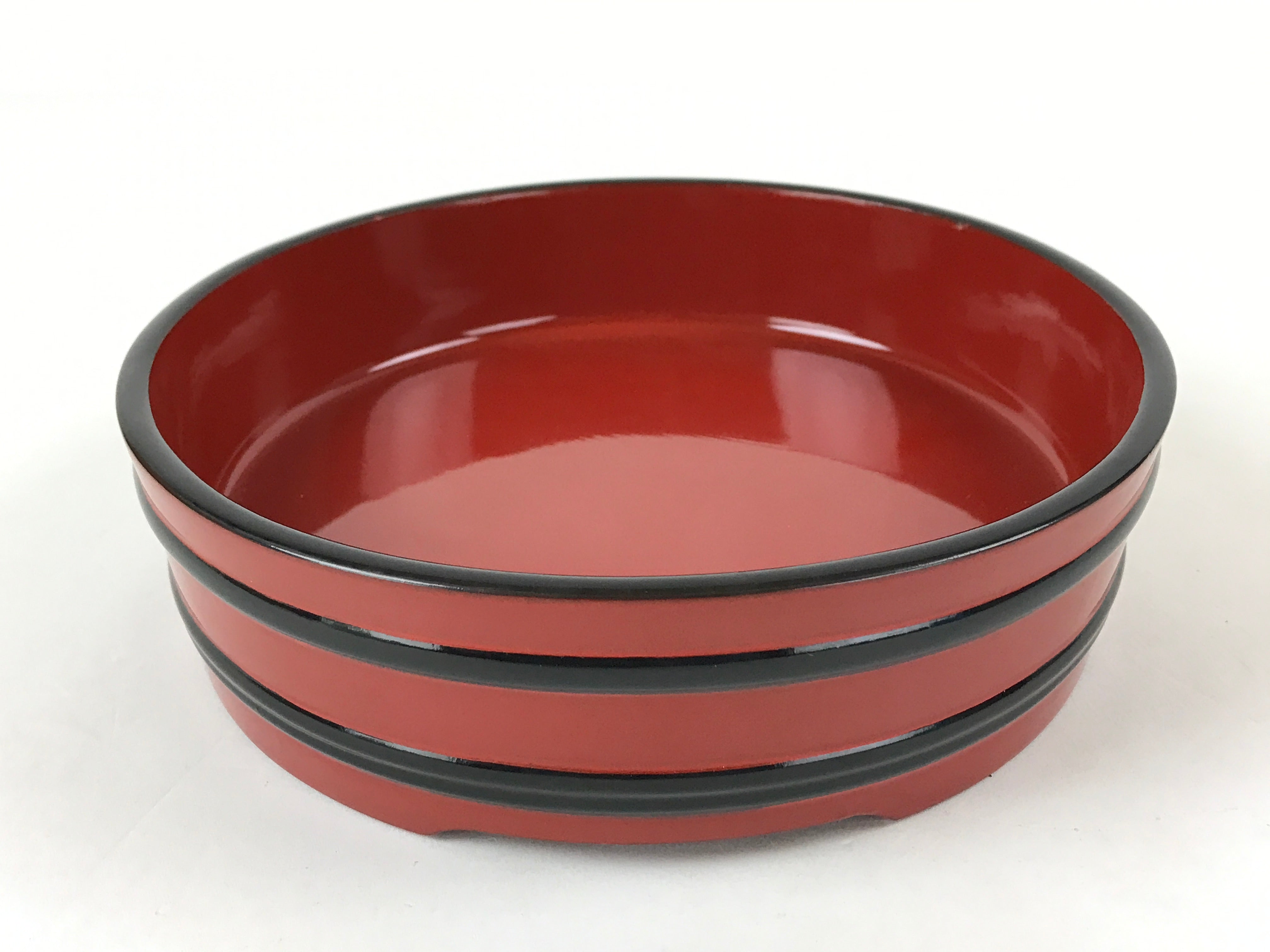 Japanese Lacquered Wooden Serving Dish Vtg Sushioke Tray Bowl Red Black L85