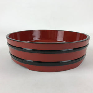 Japanese Lacquered Wooden Serving Dish Vtg Sushioke Tray Bowl Red Black L85