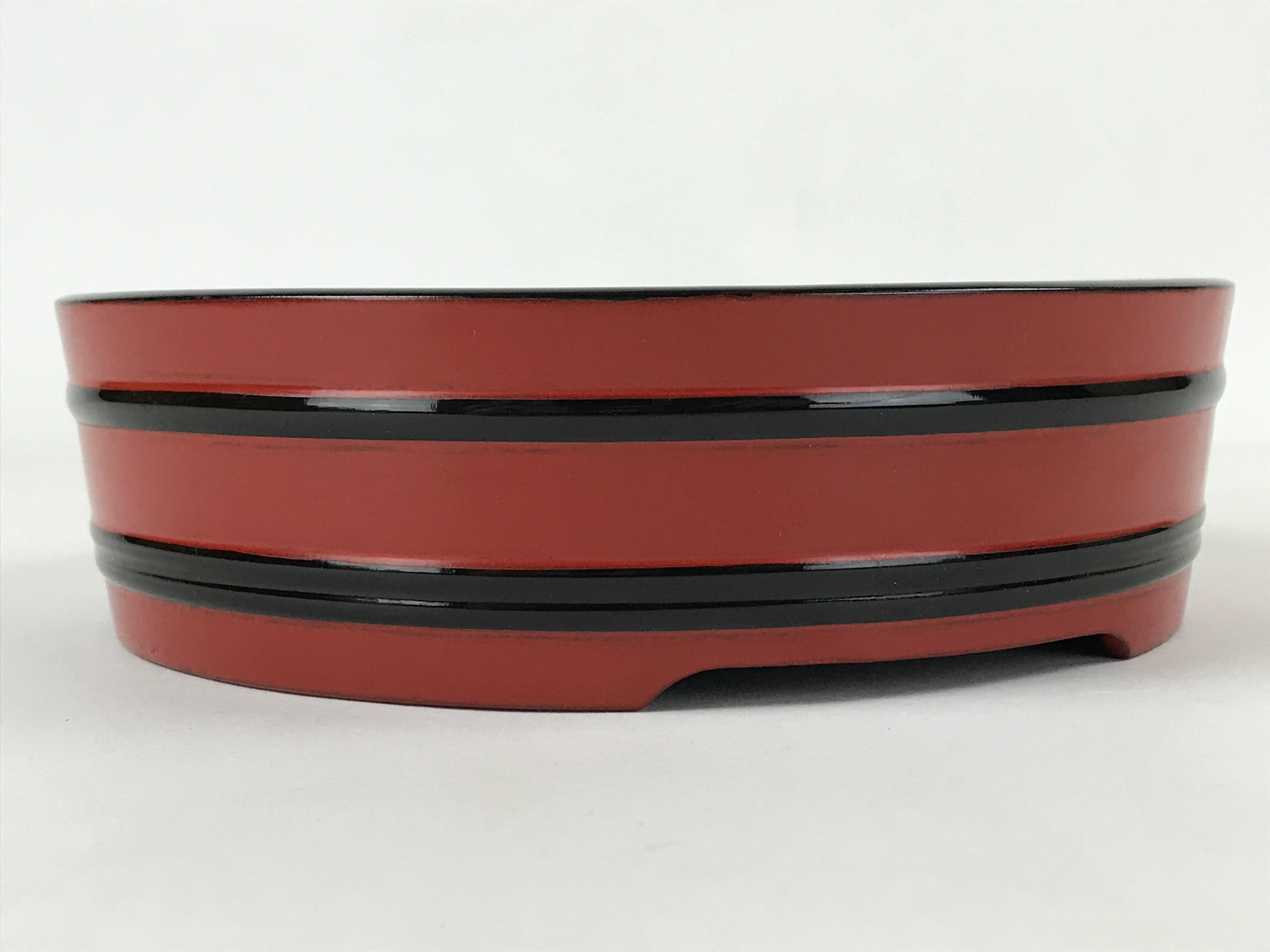 Japanese Lacquered Wooden Serving Dish Vtg Sushioke Tray Bowl Red Black L86