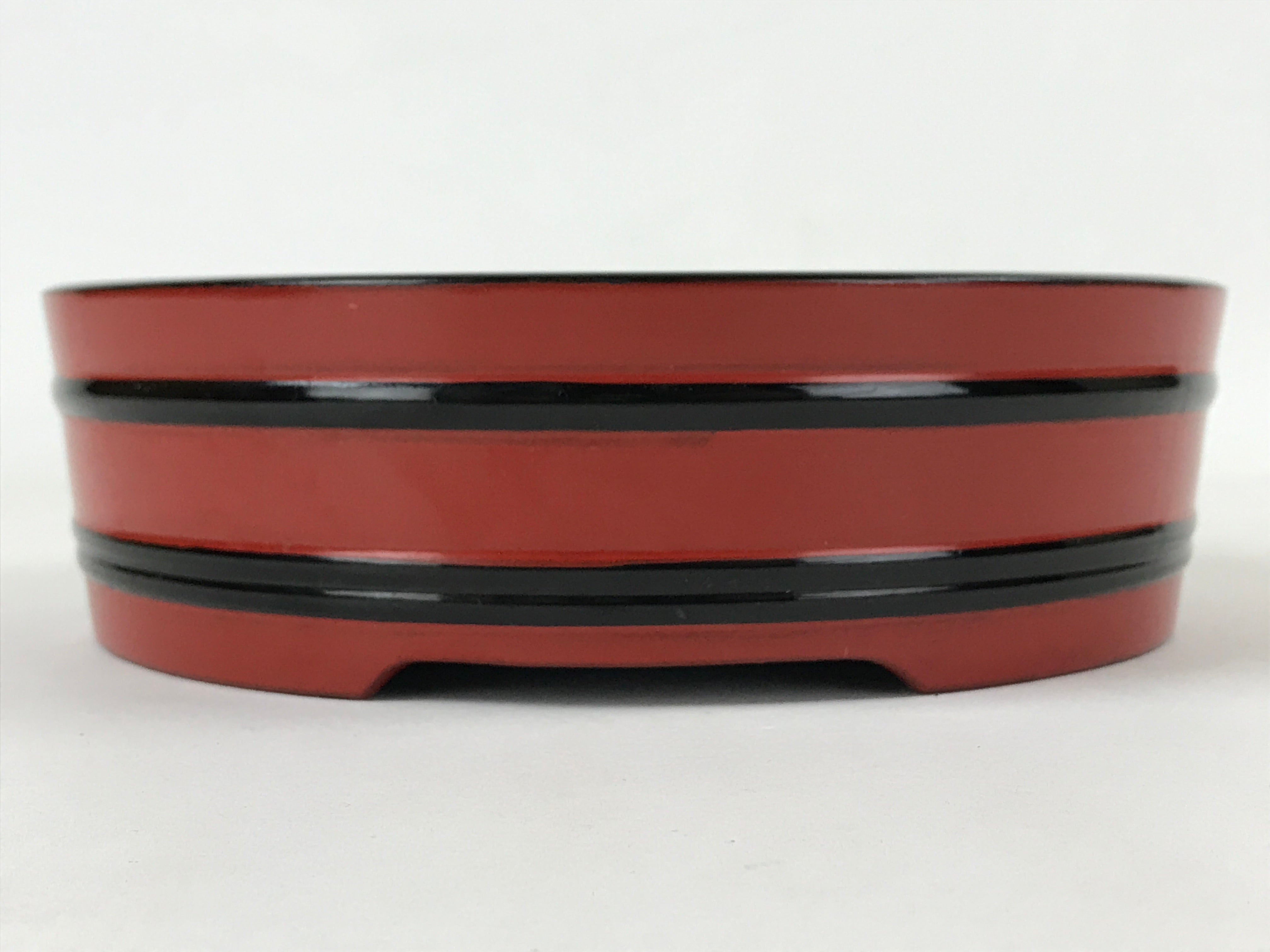 Japanese Lacquered Wooden Serving Dish Vtg Sushioke Tray Bowl Red Black L86