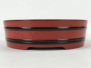 Japanese Lacquered Wooden Serving Dish Vtg Sushioke Tray Bowl Red Black L86