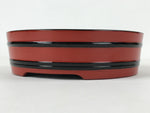 Japanese Lacquered Wooden Serving Dish Vtg Sushioke Tray Bowl Red Black L86