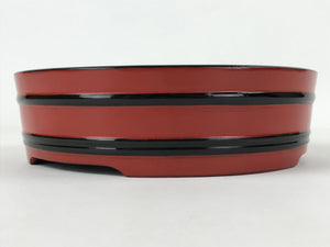 Japanese Lacquered Wooden Serving Dish Vtg Sushioke Tray Bowl Red Black L86