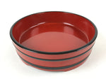 Japanese Lacquered Wooden Serving Dish Vtg Sushioke Tray Bowl Red Black L86