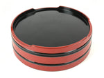 Japanese Lacquered Wooden Serving Dish Vtg Sushioke Tray Bowl Red Black L86