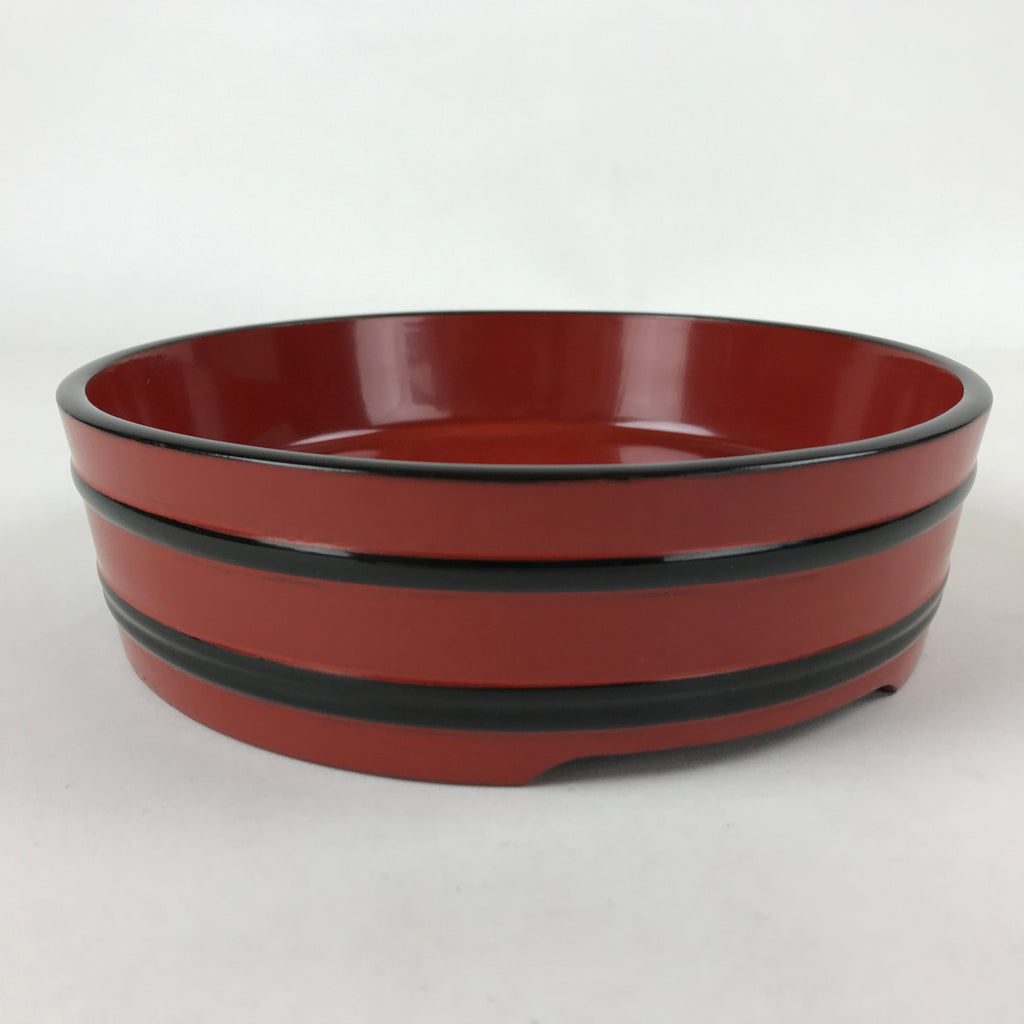 Japanese Lacquered Wooden Serving Dish Vtg Sushioke Tray Bowl Red Black L86