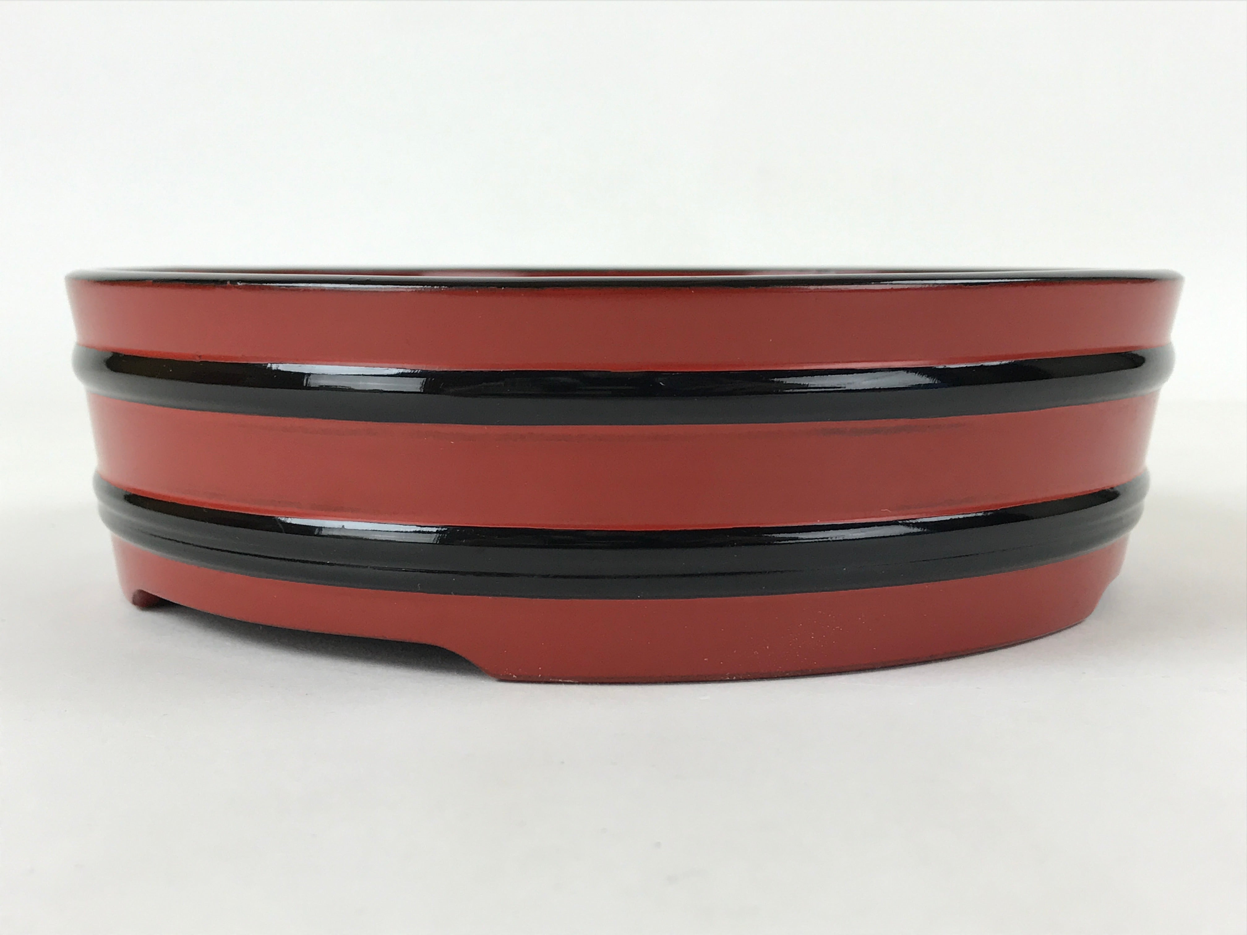 Japanese Lacquered Wooden Serving Dish Vtg Sushioke Tray Bowl Red Black L87