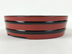 Japanese Lacquered Wooden Serving Dish Vtg Sushioke Tray Bowl Red Black L87