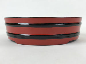 Japanese Lacquered Wooden Serving Dish Vtg Sushioke Tray Bowl Red Black L87