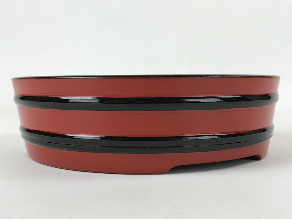 Japanese Lacquered Wooden Serving Dish Vtg Sushioke Tray Bowl Red Black L87