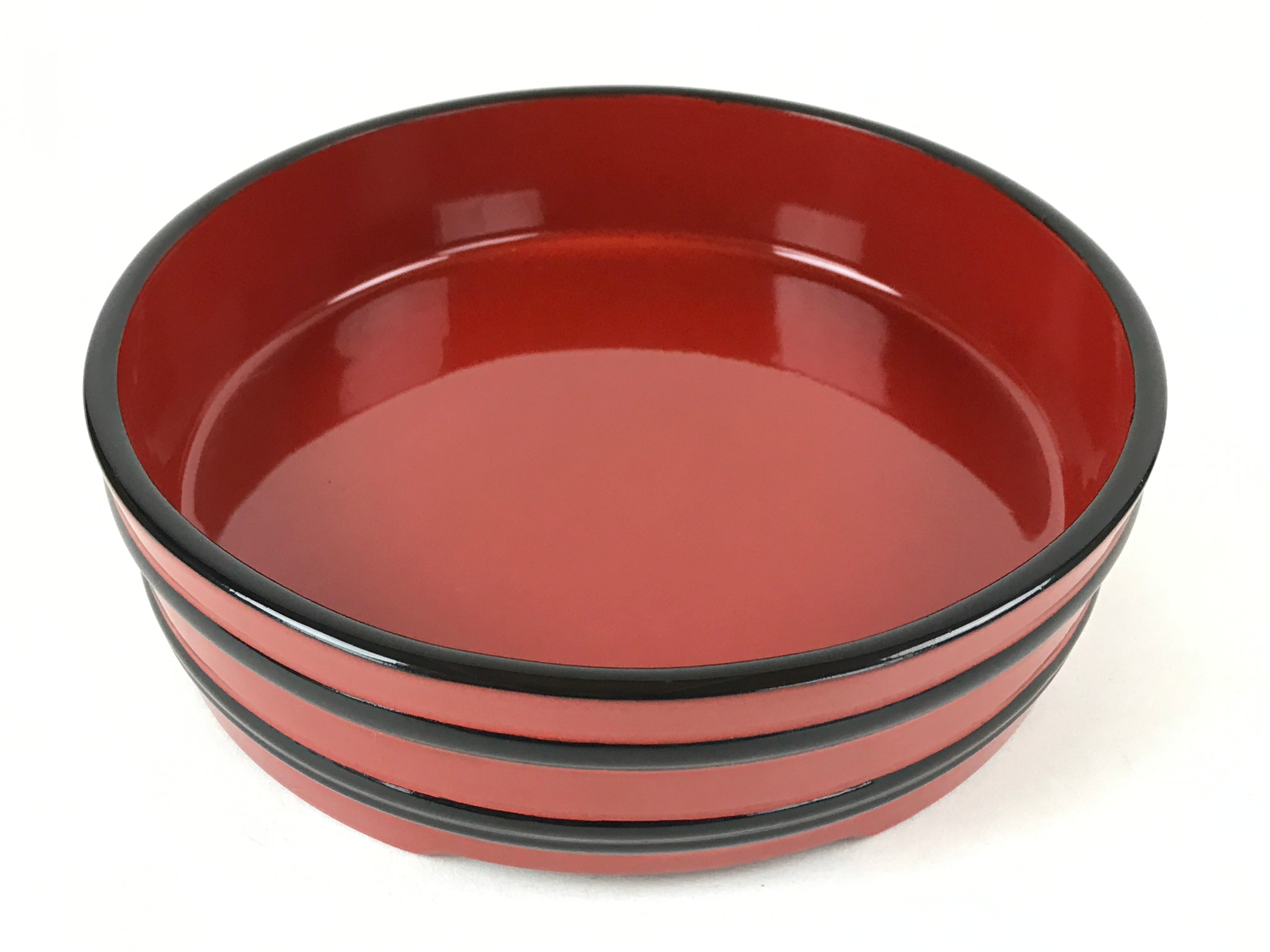 Japanese Lacquered Wooden Serving Dish Vtg Sushioke Tray Bowl Red Black L87