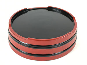 Japanese Lacquered Wooden Serving Dish Vtg Sushioke Tray Bowl Red Black L87