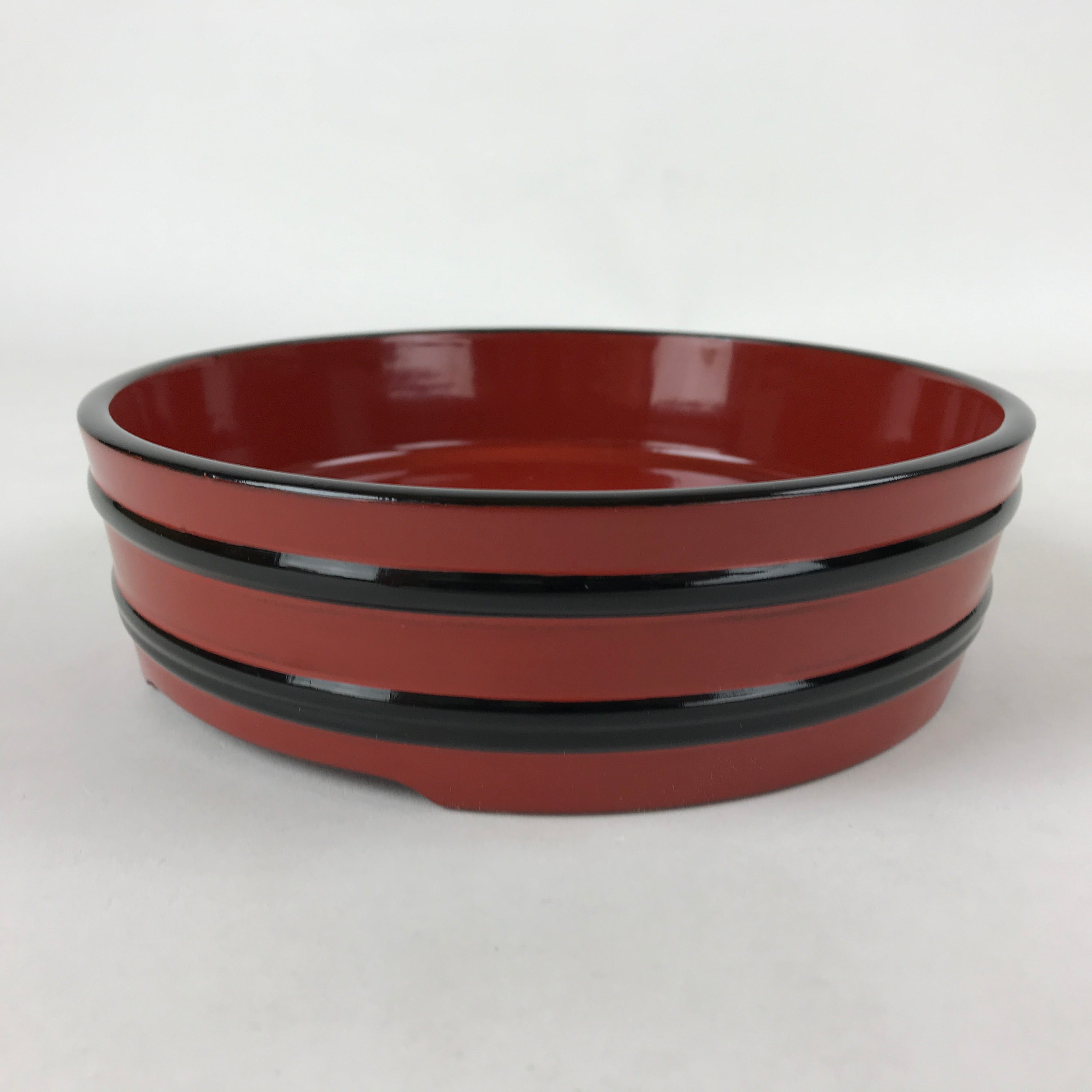 Japanese Lacquered Wooden Serving Dish Vtg Sushioke Tray Bowl Red Black L87