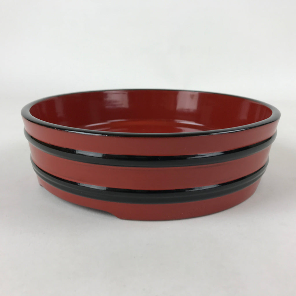 Japanese Lacquered Wooden Serving Dish Vtg Sushioke Tray Bowl Red Black L87