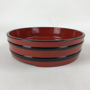 Japanese Lacquered Wooden Serving Dish Vtg Sushioke Tray Bowl Red Black L87