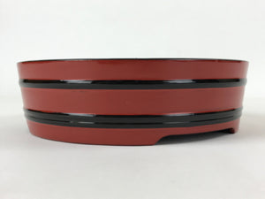 Japanese Lacquered Wooden Serving Dish Vtg Sushioke Tray Bowl Red Black L88