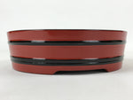 Japanese Lacquered Wooden Serving Dish Vtg Sushioke Tray Bowl Red Black L88