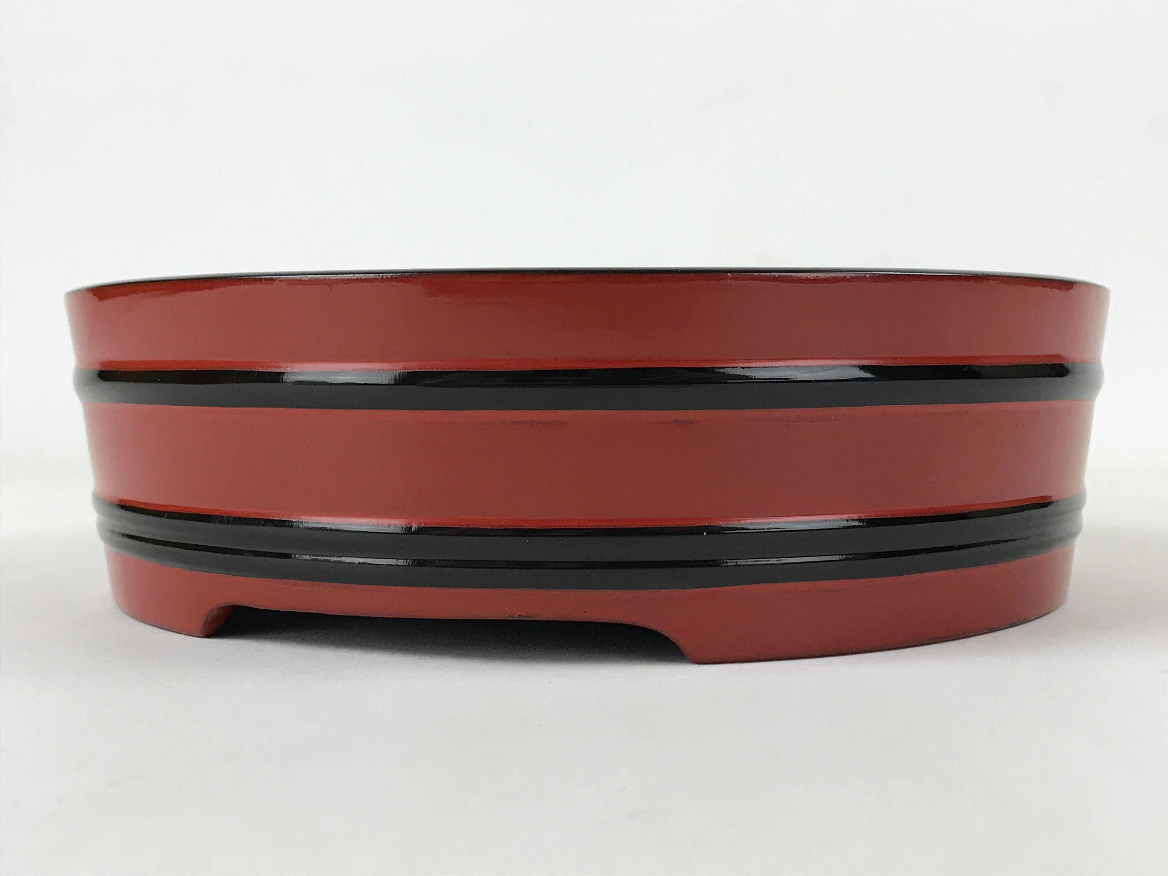 Japanese Lacquered Wooden Serving Dish Vtg Sushioke Tray Bowl Red Black L88