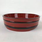 Japanese Lacquered Wooden Serving Dish Vtg Sushioke Tray Bowl Red Black L88