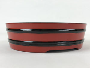 Japanese Lacquered Wooden Serving Dish Vtg Sushioke Tray Bowl Red Black L89