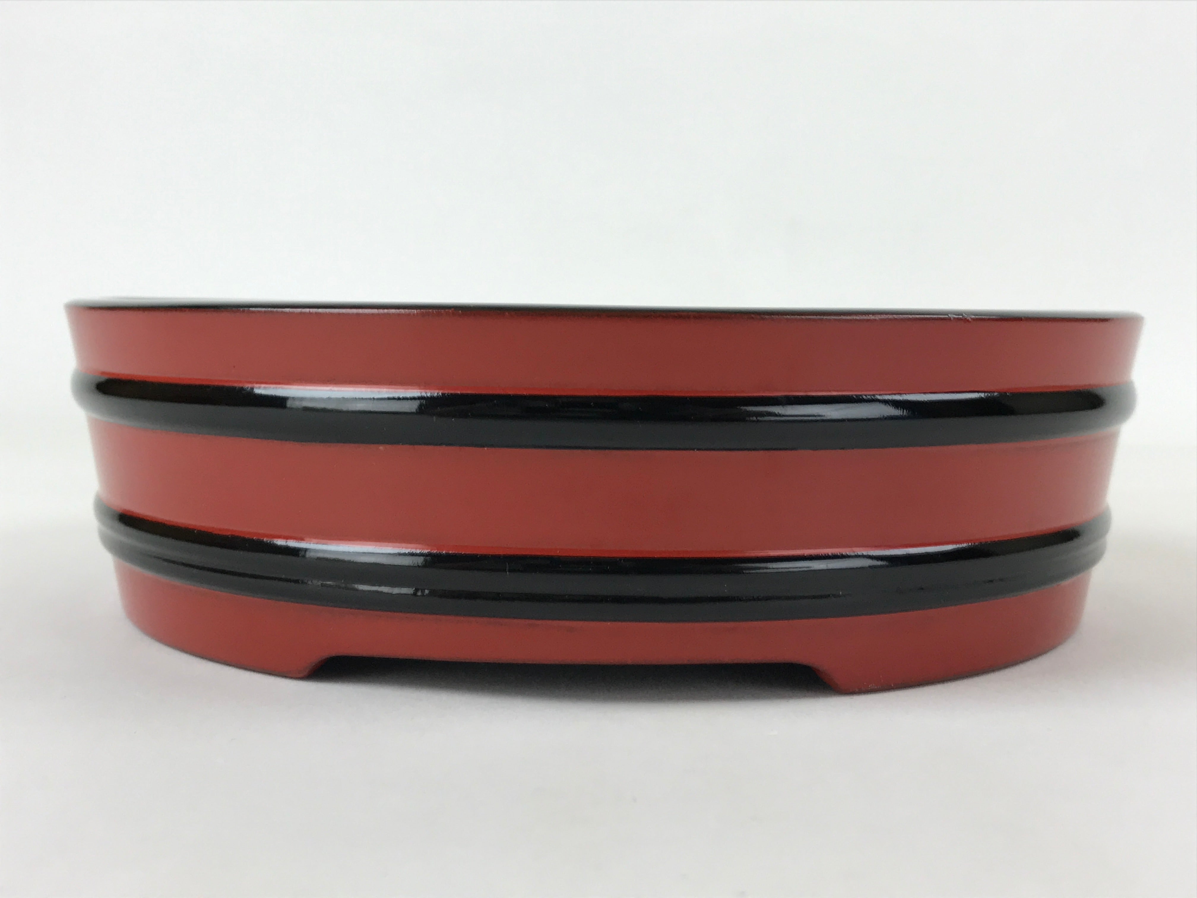 Japanese Lacquered Wooden Serving Dish Vtg Sushioke Tray Bowl Red Black L89