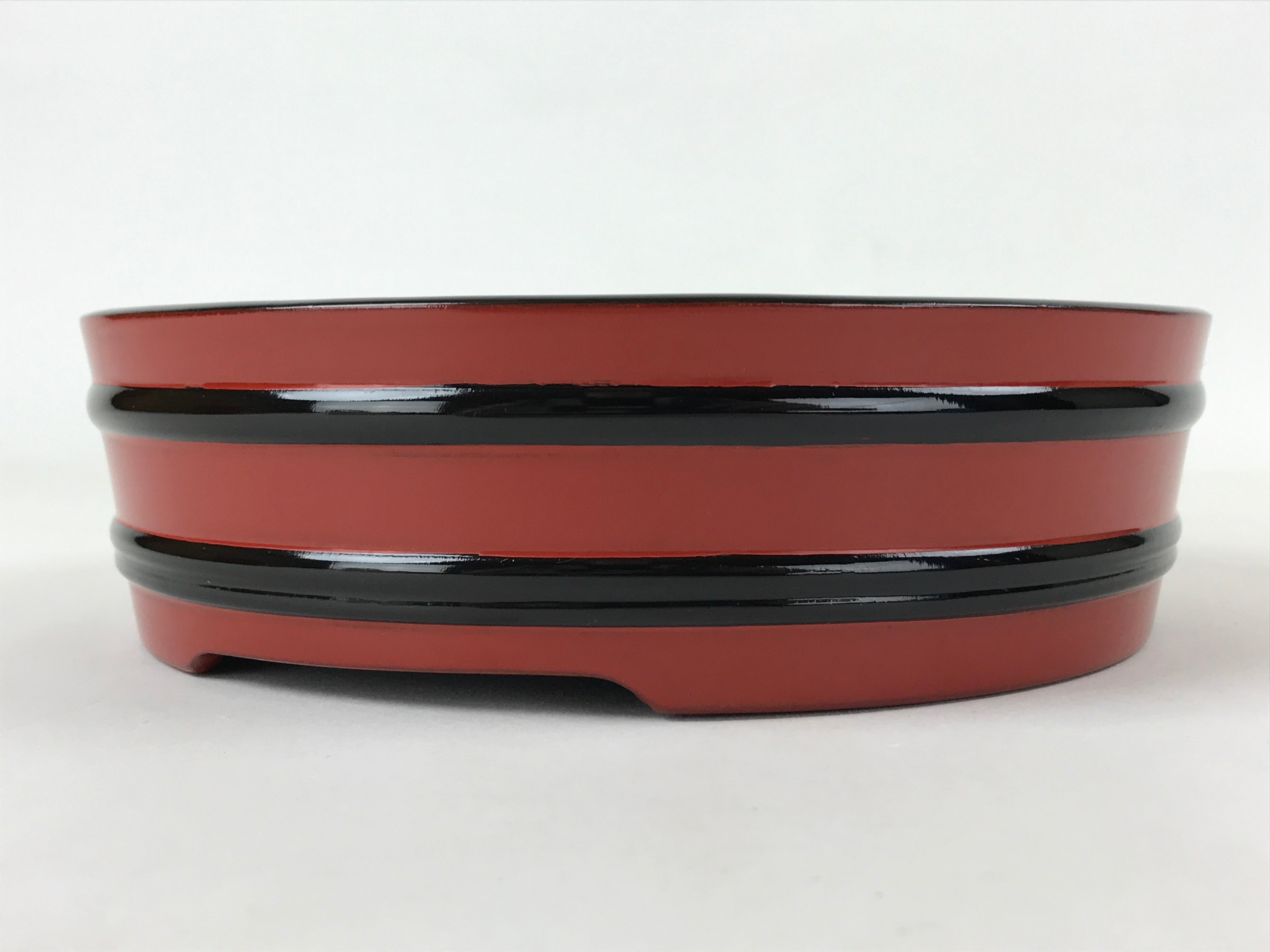 Japanese Lacquered Wooden Serving Dish Vtg Sushioke Tray Bowl Red Black L89